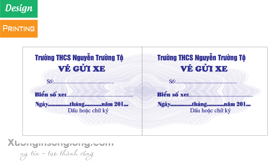 IN VÉ GỬI XE TRƯỜNG HỌC